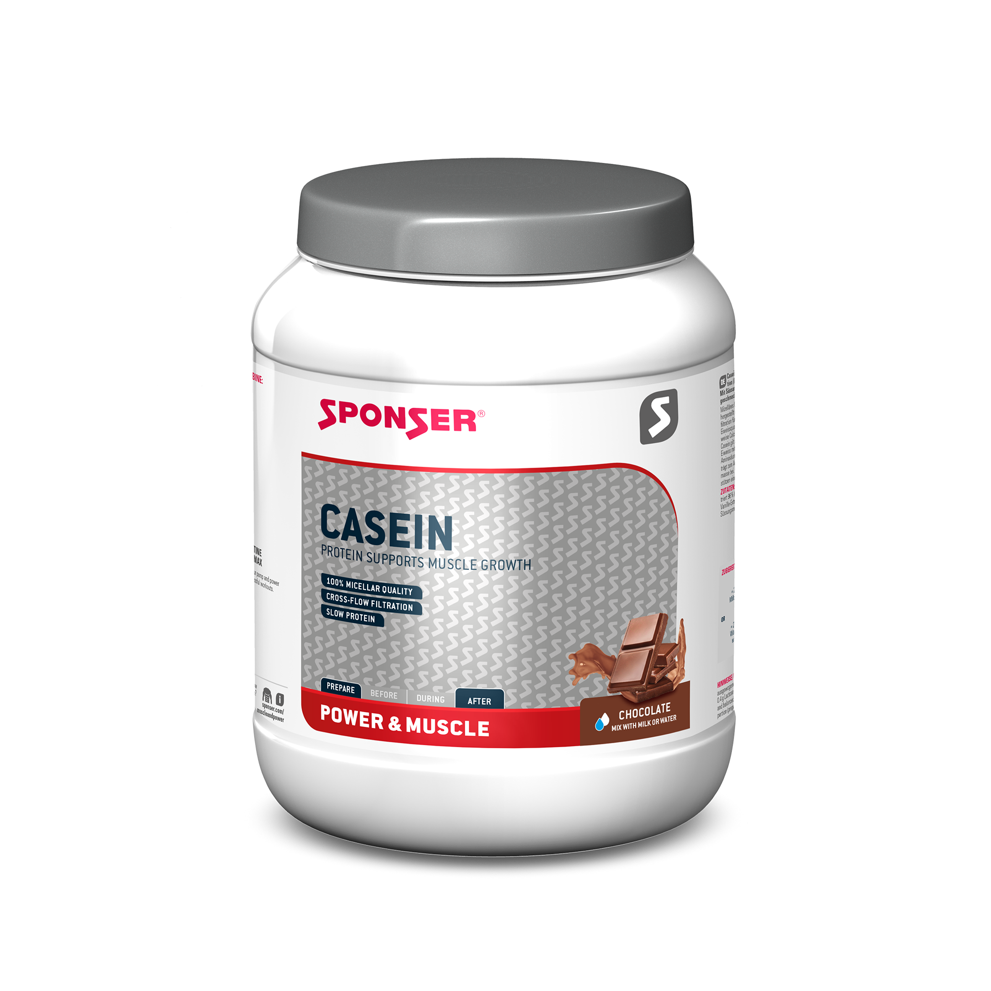Sponser Casein Chocolate proteinpulver, 850 g. 