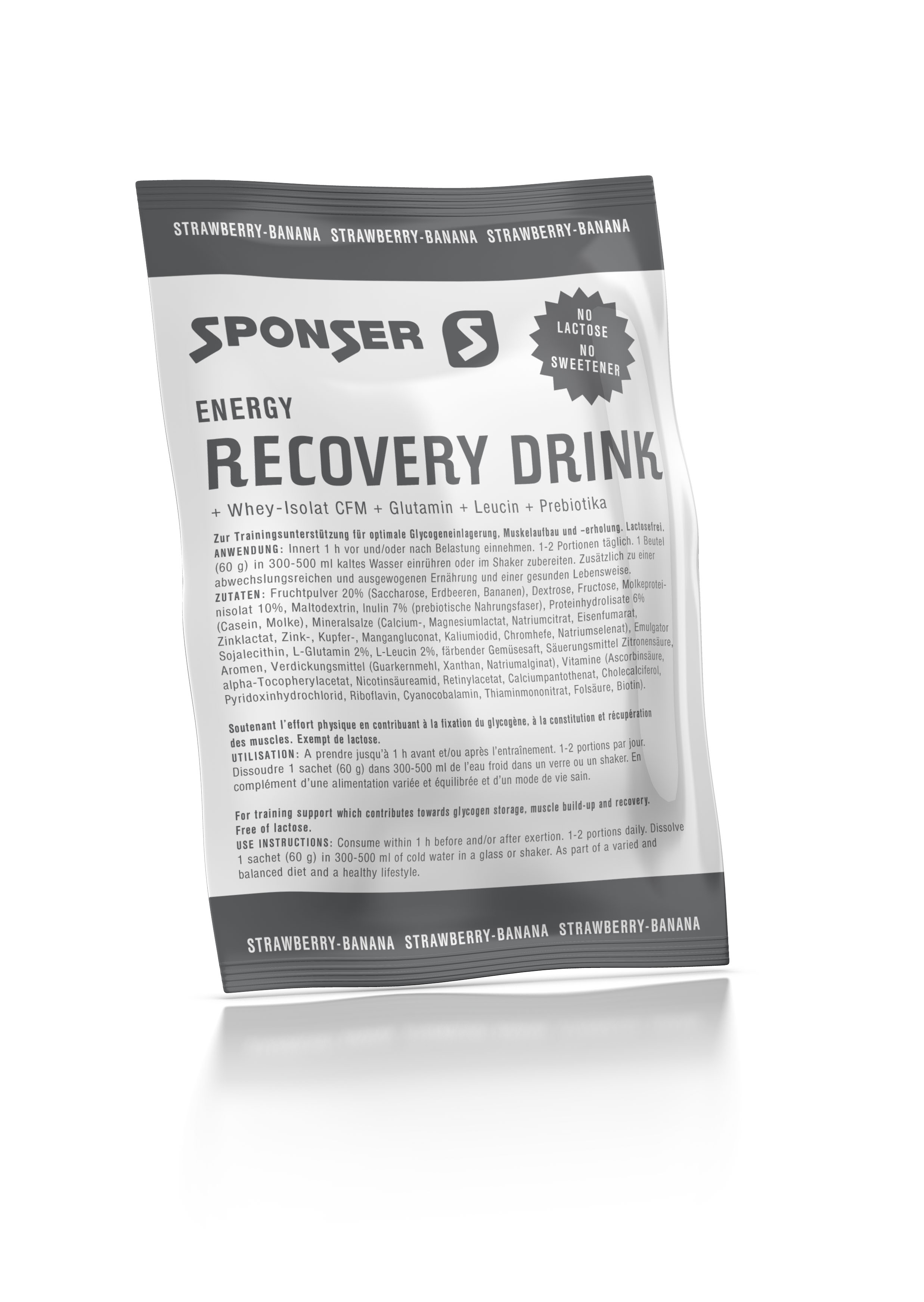 Sponser Recovery Drink Strawberry/Banana porsjonspakning 20 x 60 g